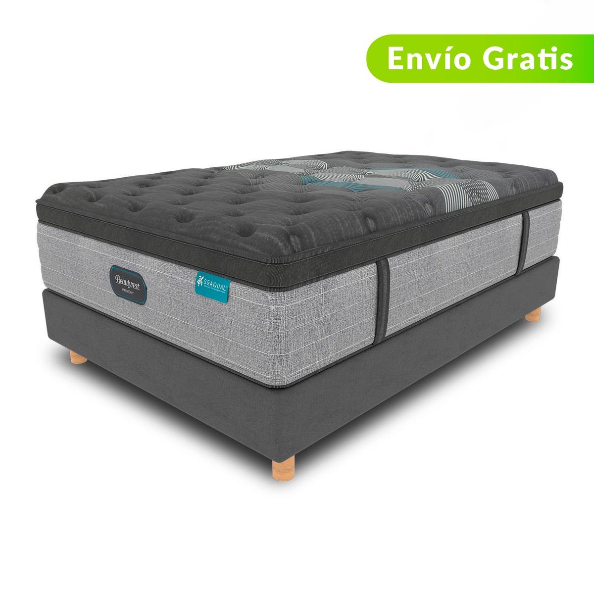 BEAUTYREST SIMMONS - Colchón con Base Cama Sencillo Firmeza Suave Ortopédico Resortado con Pillow Diamond Pt 100 x 190 cm + Almohada Beautyrest