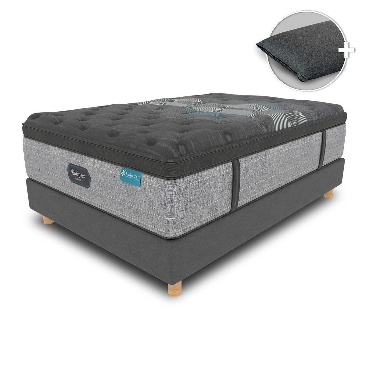 BEAUTYREST SIMMONS - Colchón con Base Cama Sencillo Firmeza Suave Ortopédico Resortado con Pillow Diamond Pt 100 x 190 cm + Almohada Beautyrest