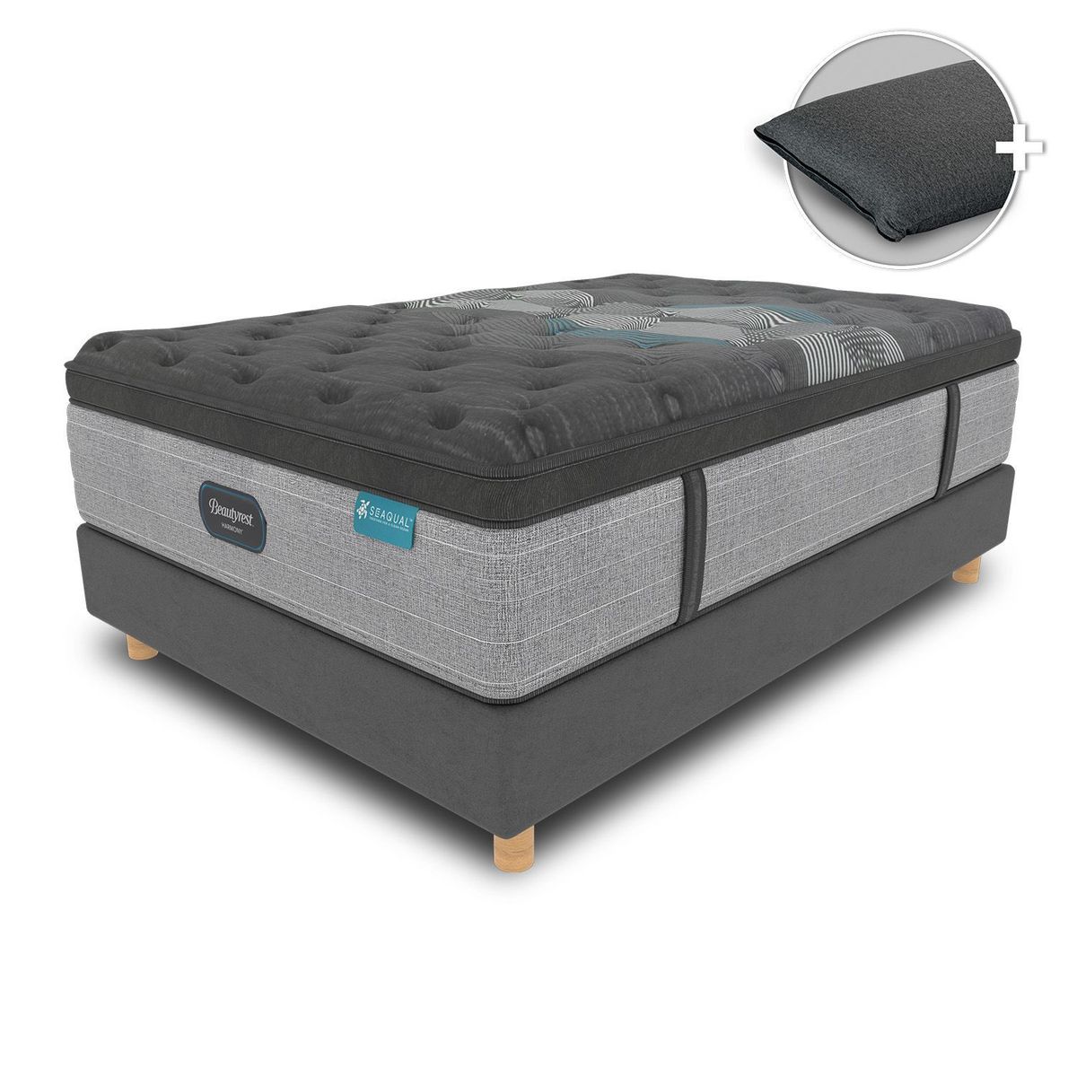 BEAUTYREST SIMMONS - Colchón con Base Cama Semidoble Firmeza Suave Ortopédico Resortado con Pillow Diamond Pt 120 x 190 cm + Almohada Beautyrest