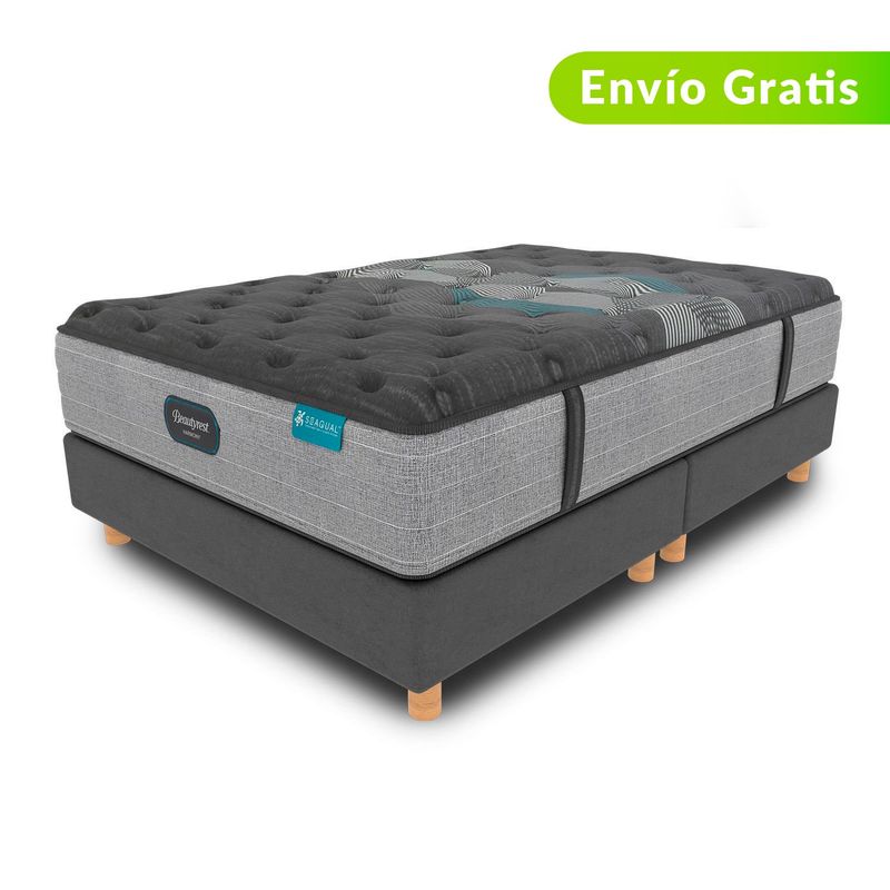 BEAUTYREST SIMMONS - Colchón con Base Cama Queen Firmeza Media Ortopédico Resortado Diamond Classic 160 x 190 cm + 2 Almohadas Beautyrest - 0% Interés a 3, 6 o 12 Cuotas Pagando con tu CMR Banco Falabella