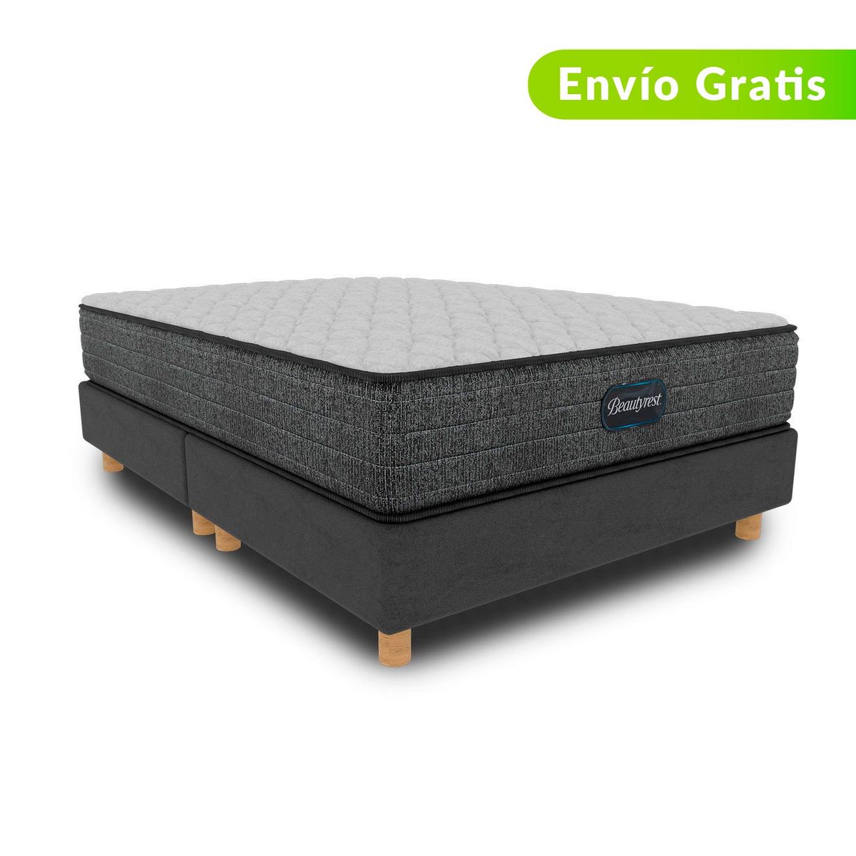 BEAUTYREST SIMMONS - Colchón con Base Cama Doble Firme Ortopédico Resortado Select Firm 140 x 190 cm + 2 Almohadas Beautyrest