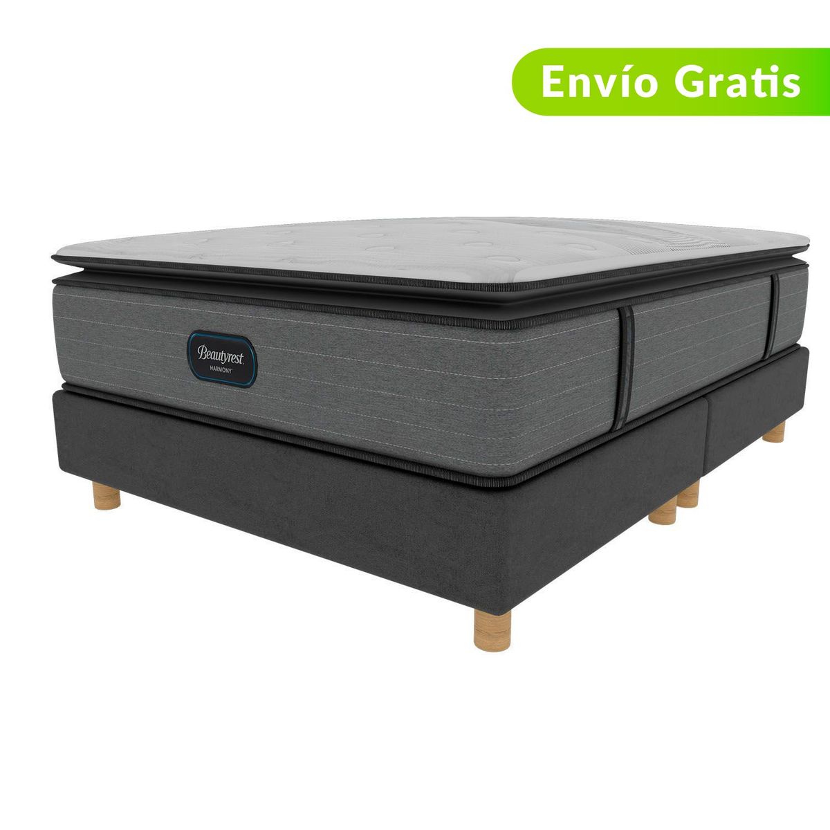 BEAUTYREST SIMMONS - Colchón con Base Cama King Firmeza Suave Ortopédico Resortado con Pillow Emerald 200 x 200 cm Beautyrest