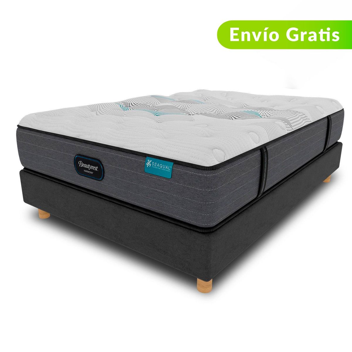 BEAUTYREST SIMMONS - Colchón con Base Cama Semidoble Cayman Intermedio Beautyrest