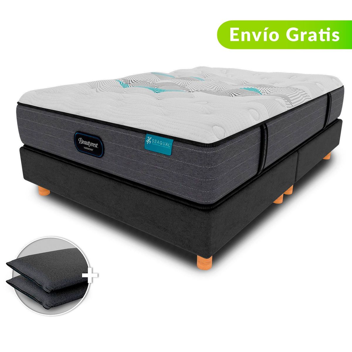 BEAUTYREST SIMMONS - Colchón con Base Cama Queen Cayman Intermedio Beautyrest