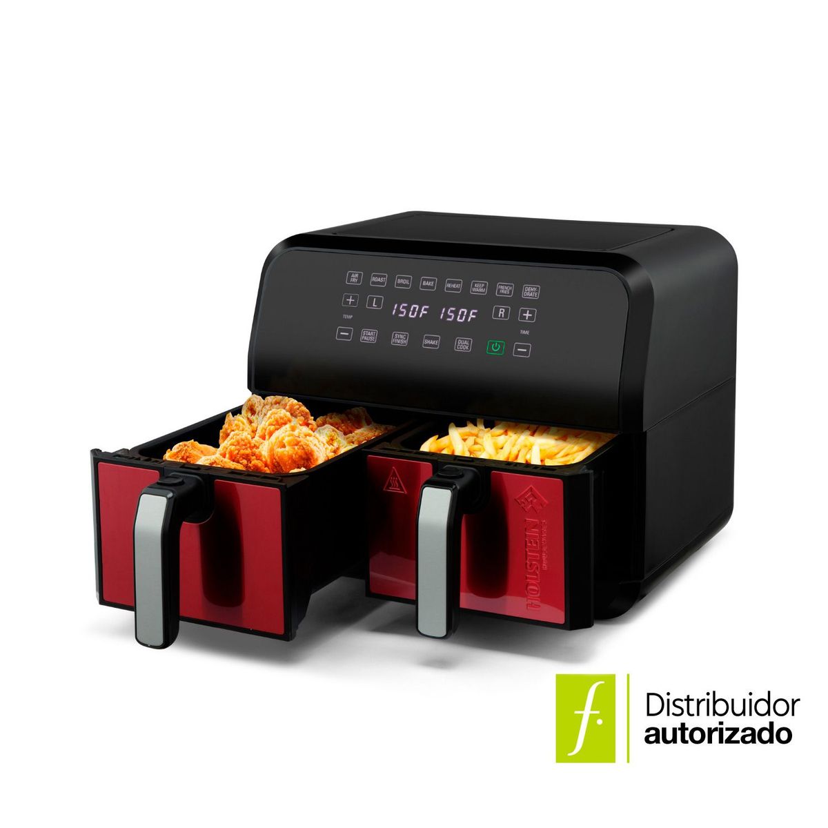 HOLSTEIN HOUSEWARES - Freidora de aire Sin Aceite Holstein Housewares 7.6 Litros Air fryer doble canasta 