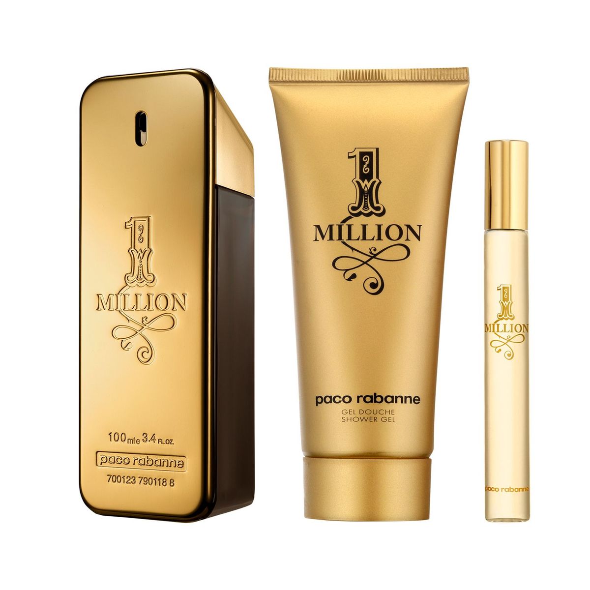 RABANNE - Set de Perfume Hombre Rabanne 1 Million 100 ml EDT + Shower Gel 100 ml + Megaspritzer 10 ml