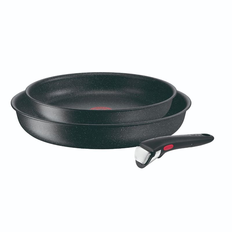 T-FAL - Juego de Ollas Tefal 3 piezas Ingenio Black Stone en Aluminio Antiadherente 