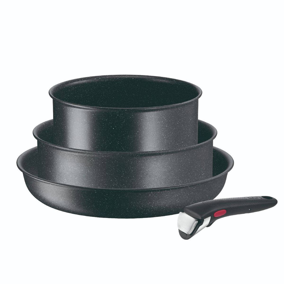 T-FAL - Juegos de ollas Tefal 4 piezas Ingenio Black Stone Aluminio 