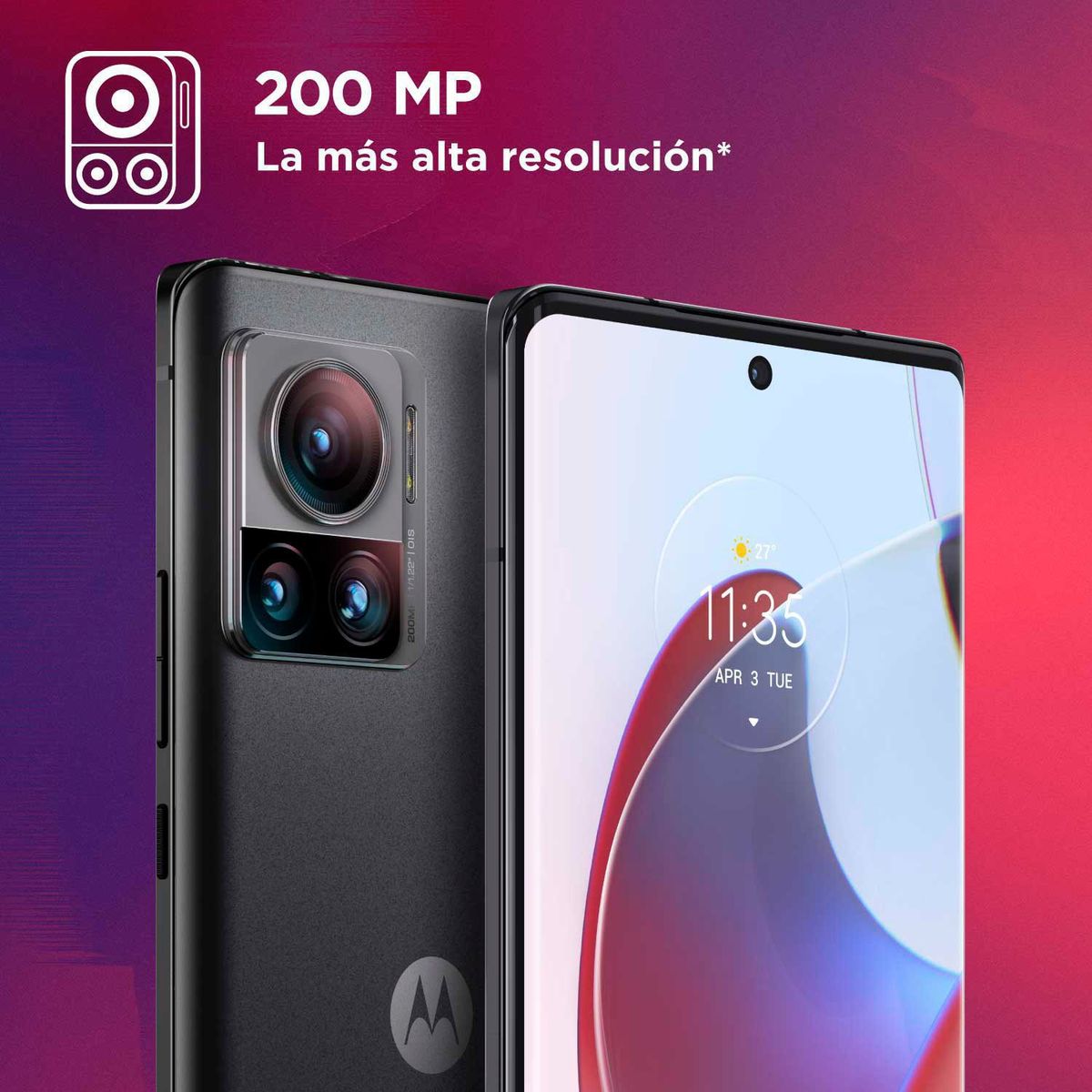 MOTOROLA - Celular Motorola Edge 30 Ultra 256GB 12GB RAM Negro + Snapdragon 8 Gen 1| cámara posterior 200MP| cámara frontal 60MP| pantalla 6,7"