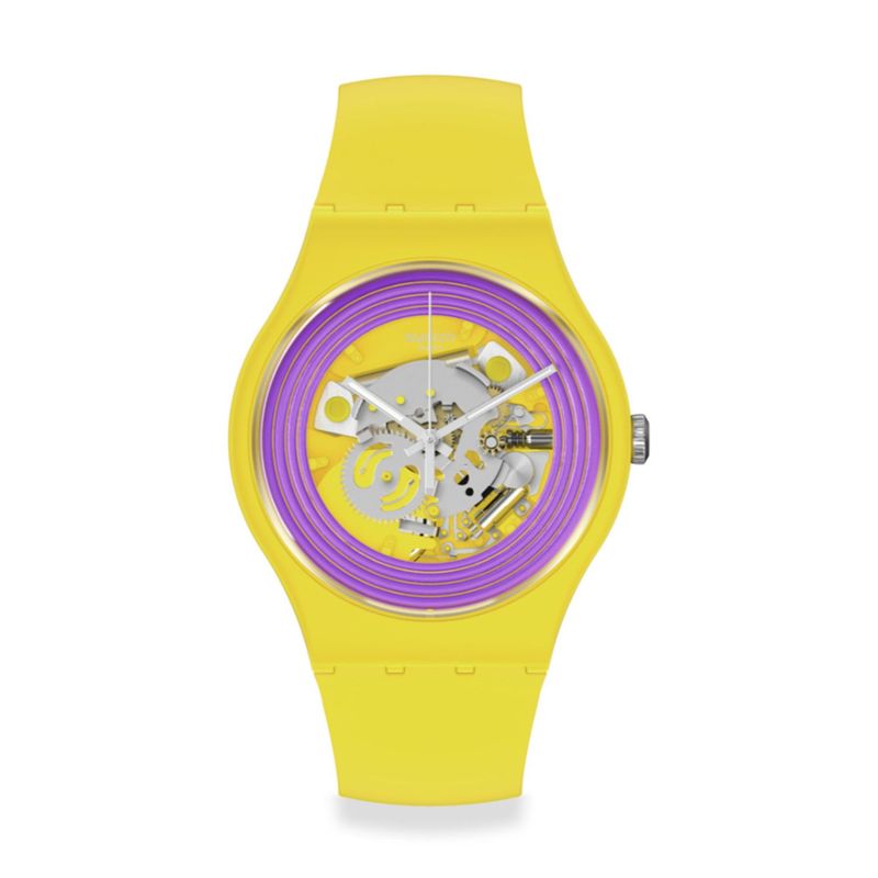 SWATCH - Reloj Swatch Unisex Monthly Drops Purple Rings Amarillo