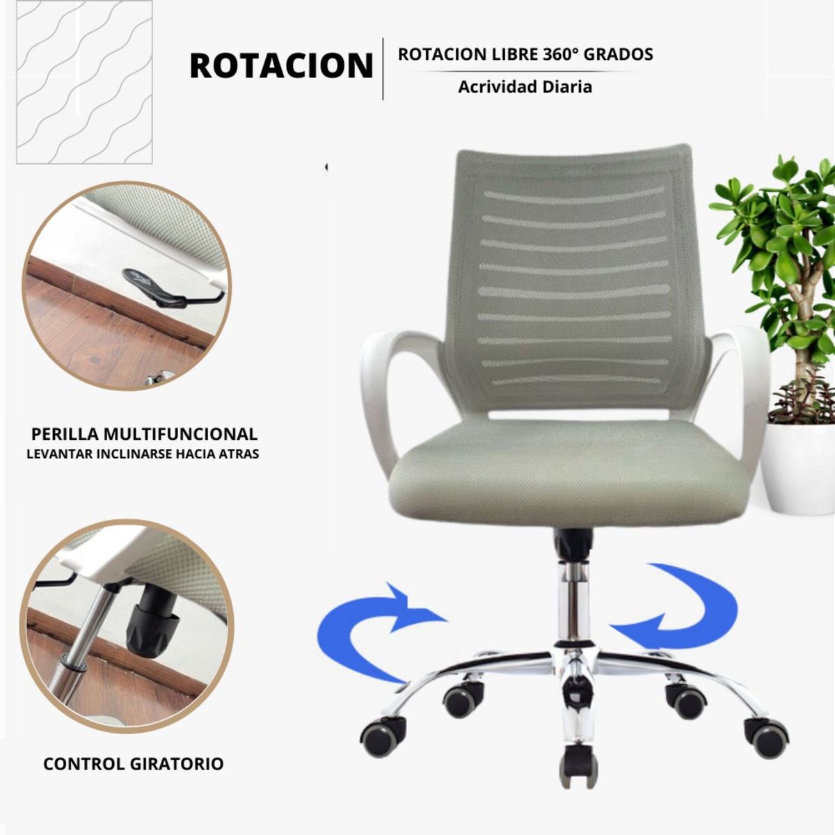 EKONOMODO - Silla Giratoria Line Revolución Gris / Gris