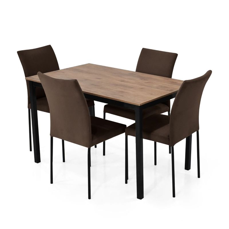 MICA - Juego de Comedor Moderno para 4 Personas Café (Comedor + 4 Sillas) Mica