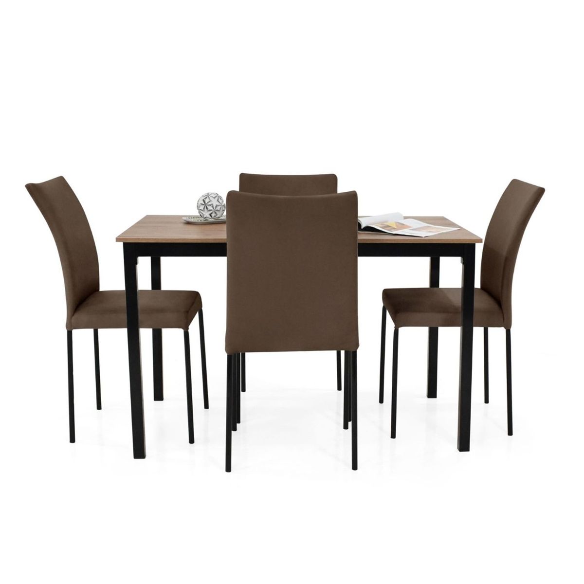 HOGAR VENECIA - Juego de Comedor Moderno para 4 Personas Café (Comedor + 4 Sillas) Mica