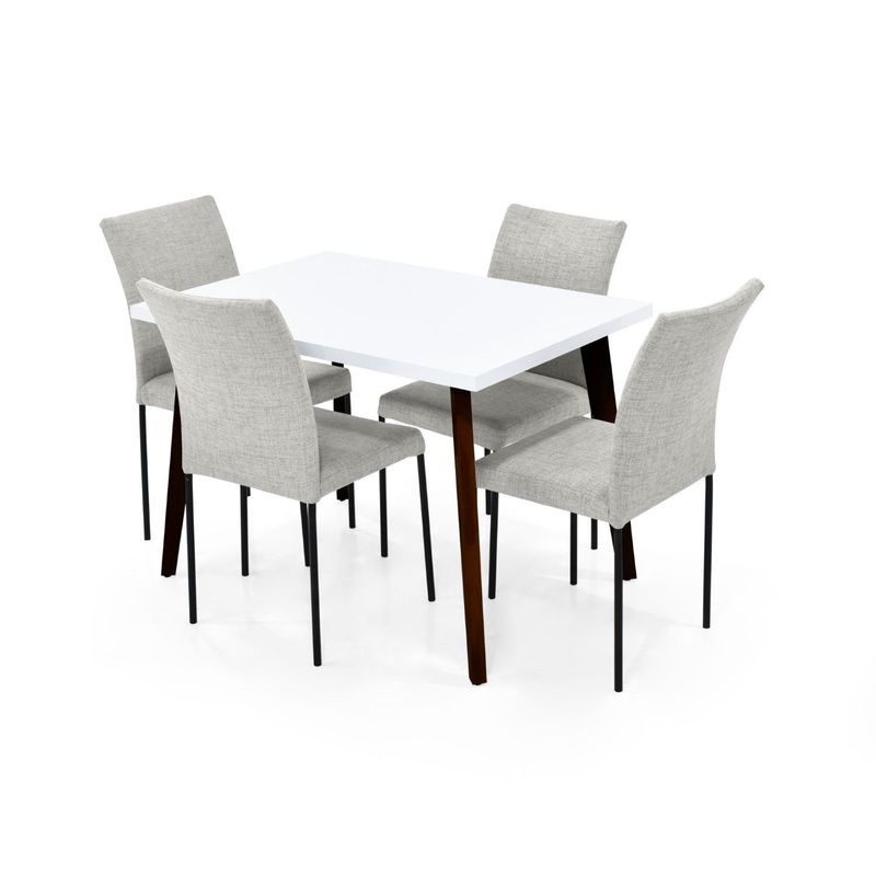 MICA - Juego de Comedor Moderno para 4 Personas Gris Blanco (Comedor + 4 Sillas) Mica