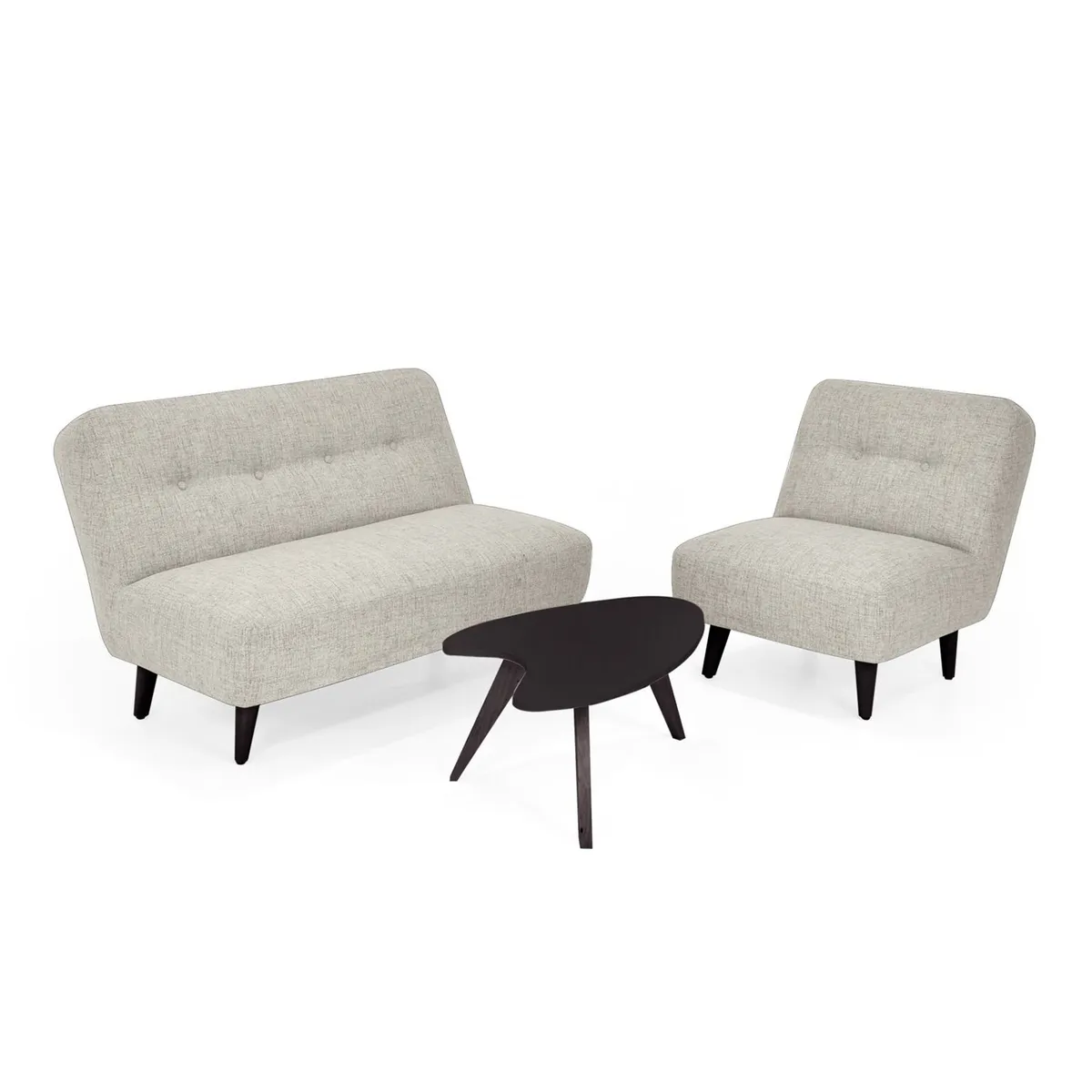 MICA - Juego de Sala Moderno en Poliéster (Sofá + Poltrona + Mesa de Centro) Belice Lens Mica