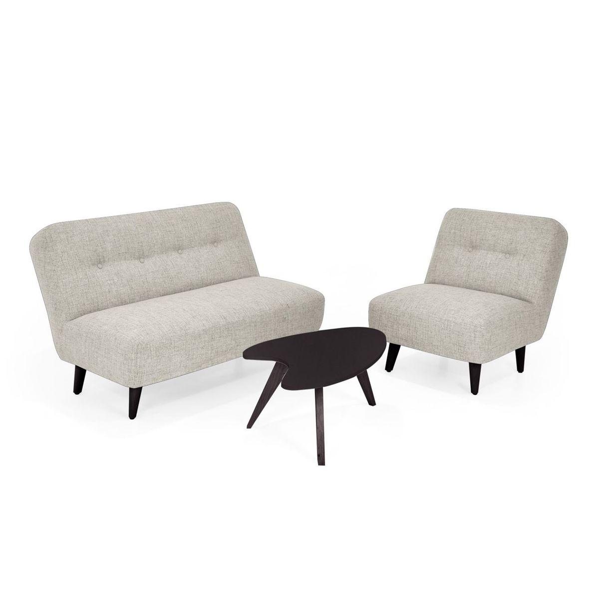 MICA - Juego de Sala Moderno en Poliéster (Sofá + Poltrona + Mesa de Centro) Belice Lens Mica