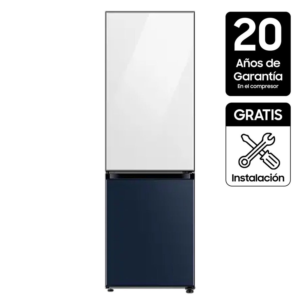 SAMSUNG - Nevera Samsung Congelador Inferior No Frost 339 lt Bespoke RB33A30708A/CO