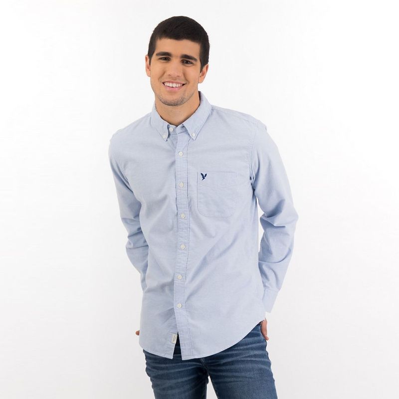 AMERICAN EAGLE - Camisa casual para Hombre Manga larga Slim American Eagle