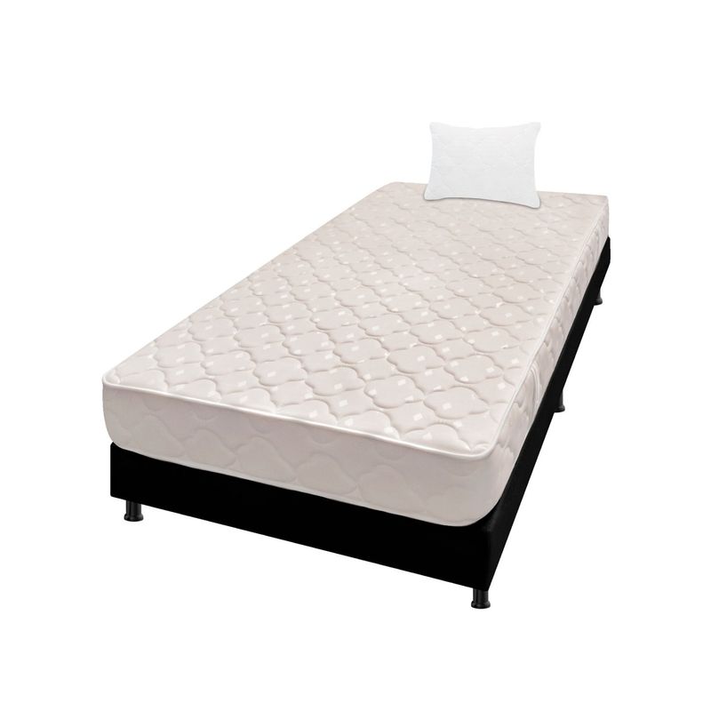 DORMILANDIA - Colchón con Base Cama cama Sencillo Firmeza Media Espumado Multisleep 100 x 190 cm + Almohada Dormilandia - 0% Interés a 3 Cuotas Pagando con tu CMR Banco Falabella