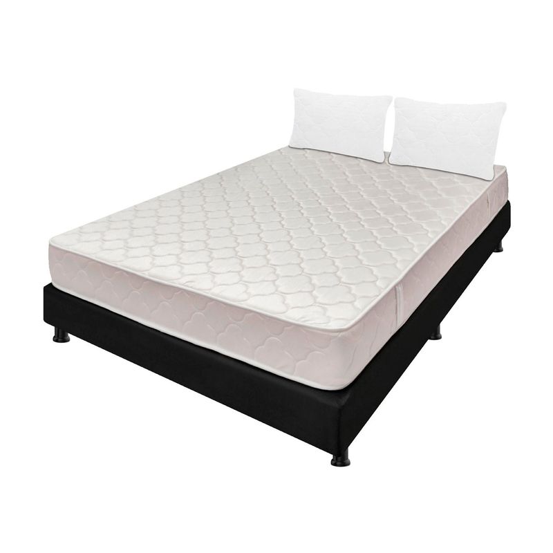 DORMILANDIA - Colchón con Base Cama cama Doble Firmeza Media Espumado Multisleep 140 x 190 cm + 2 Almohadas Dormilandia - 0% Interés a 3 Cuotas Pagando con tu CMR Banco Falabella