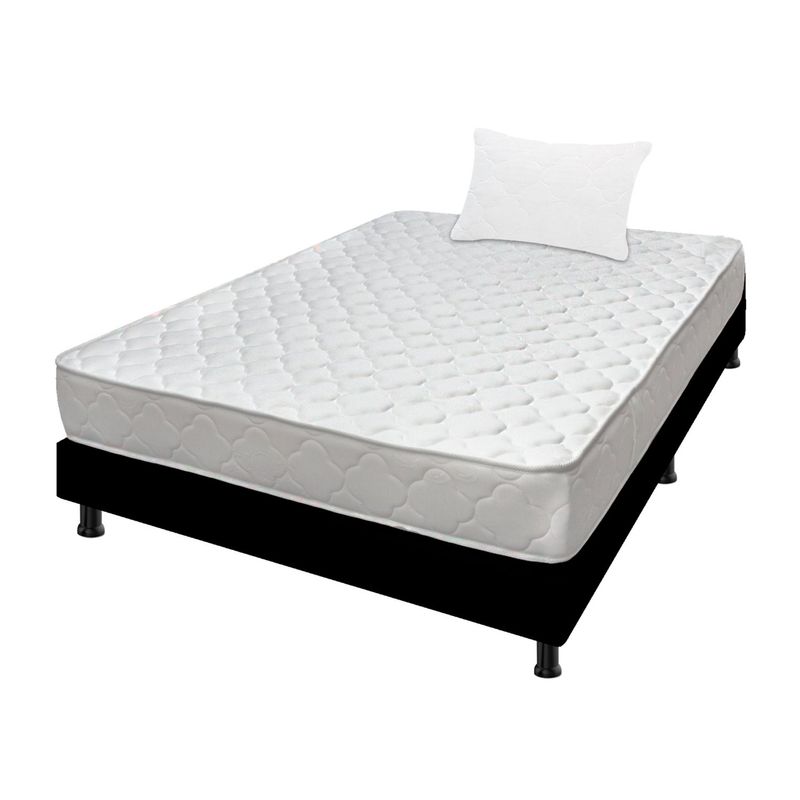 DORMILANDIA - Colchón con Base Cama Sencillo Firmeza Media Espumado Ultra Flex 100 x 190 cm + Almohada Dormilandia - 0% Interés a 3 Cuotas Pagando con tu CMR Banco Falabella