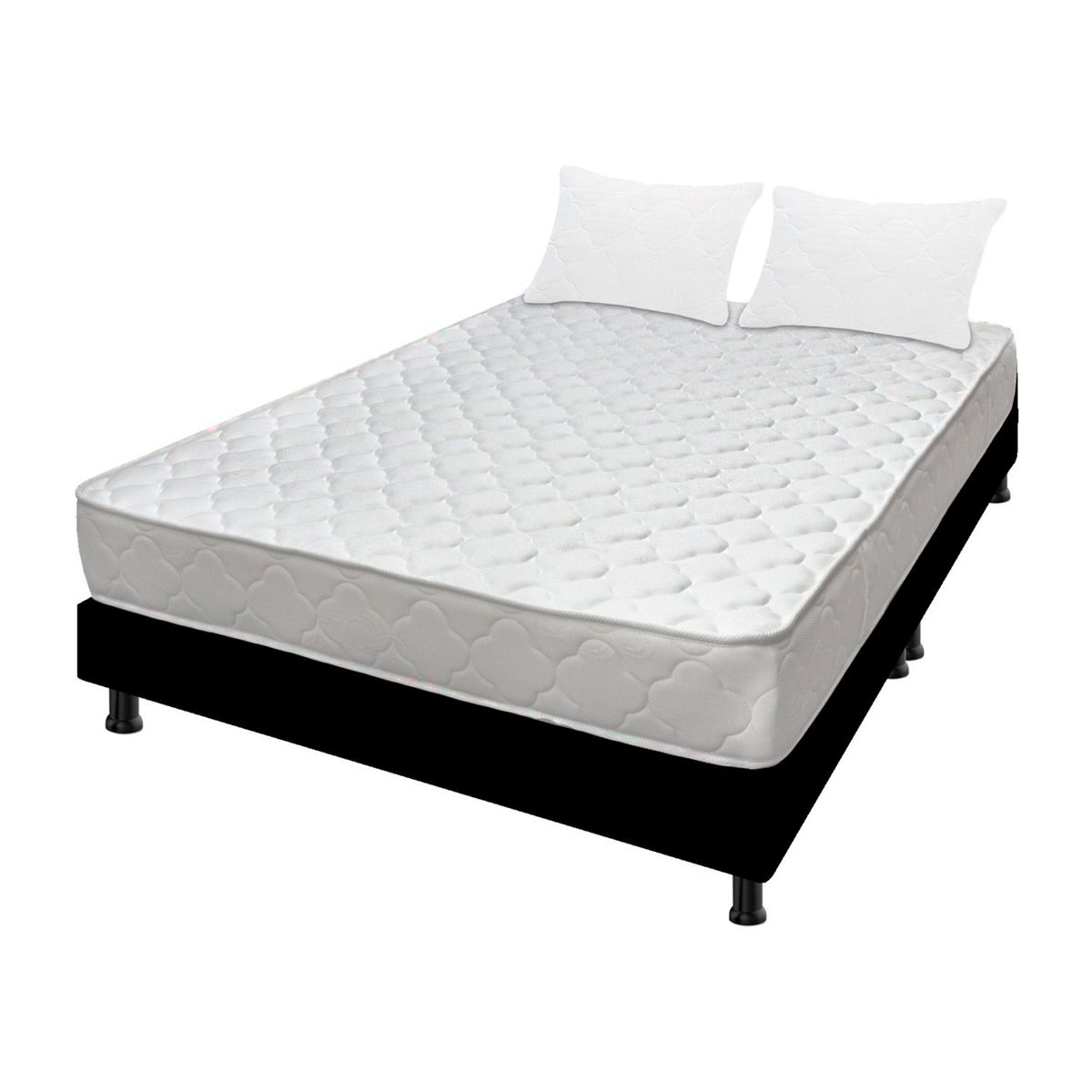 DORMILANDIA - Colchón con Base Cama King Firmeza Media Espumado con Pillow Ultra Flex 200 x 200 cm + 2 Almohadas Dormilandia