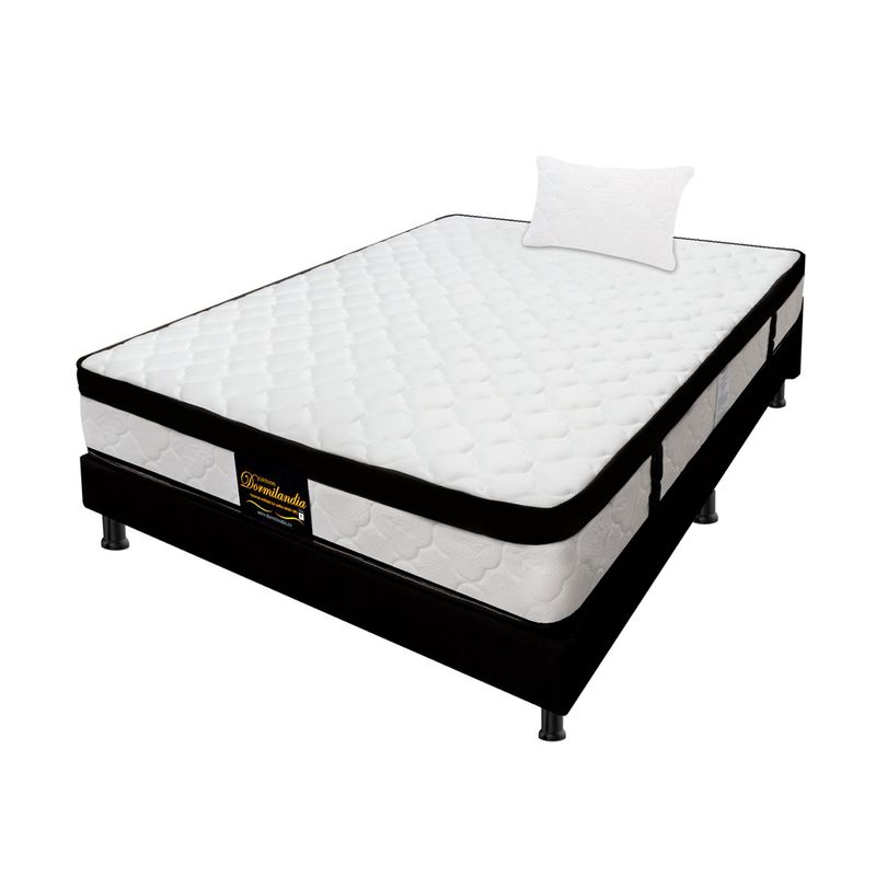 DORMILANDIA - Colchón con Base Cama Sencillo Firmeza Media Ortopédico Resortado con Pillow Versalles 100 x 190 cm + Almohada Dormilandia - 0% Interés a 3 Cuotas Pagando con tu CMR Banco Falabella