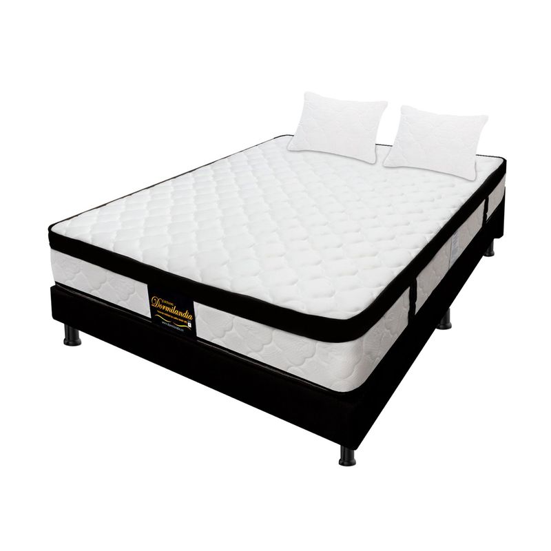 DORMILANDIA - Colchón con Base Cama Semidoble Firmeza Media Ortopédico Resortado con Pillow Versalles 120 x 190 cm + 2 Almohadas Dormilandia - 0% Interés a 3, 6 o 12 Cuotas Pagando con tu CMR Banco Falabella