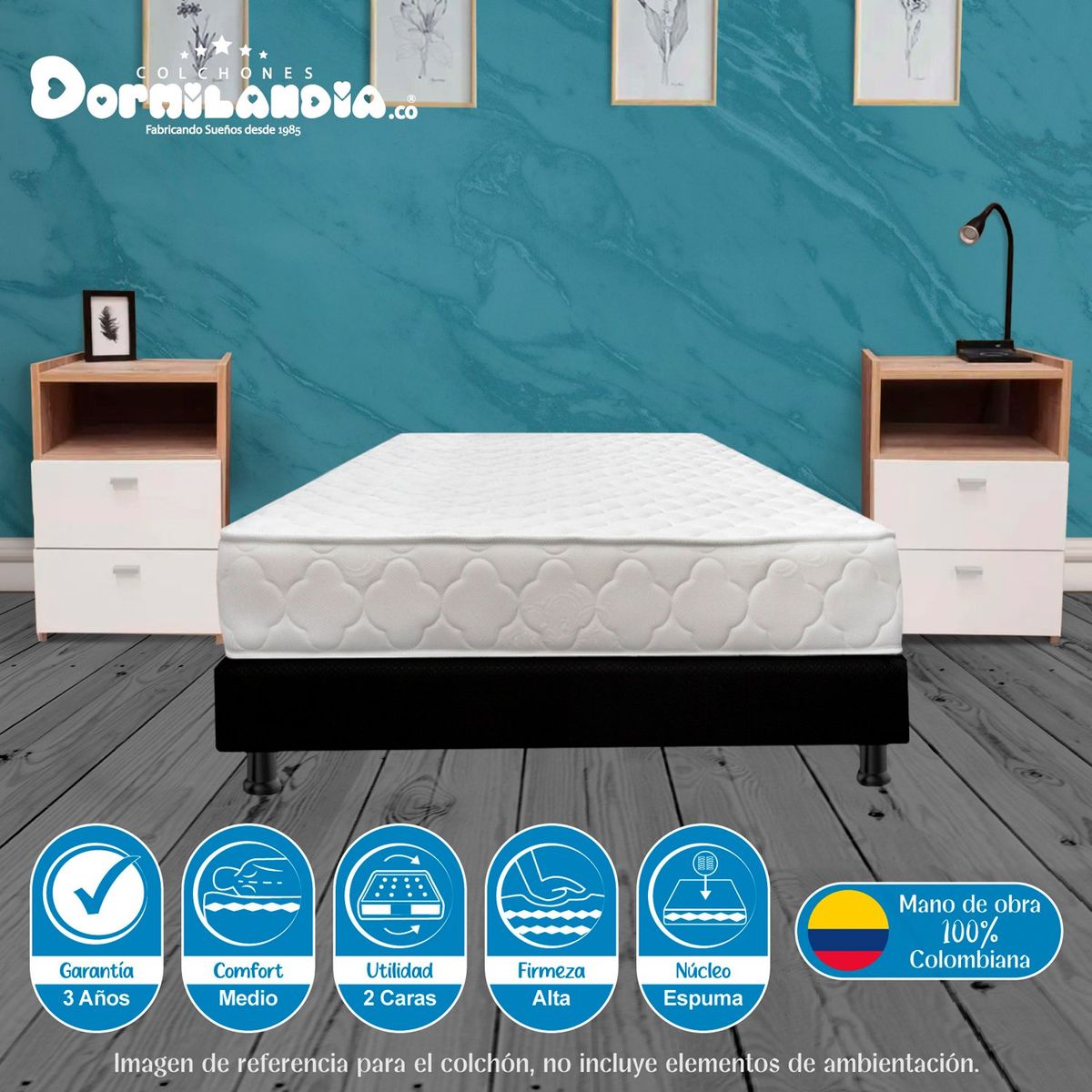 DORMILANDIA - Colchón Sencillo Firmeza Media Espumado Ultra Flex 100 x 190 cm Dormilandia