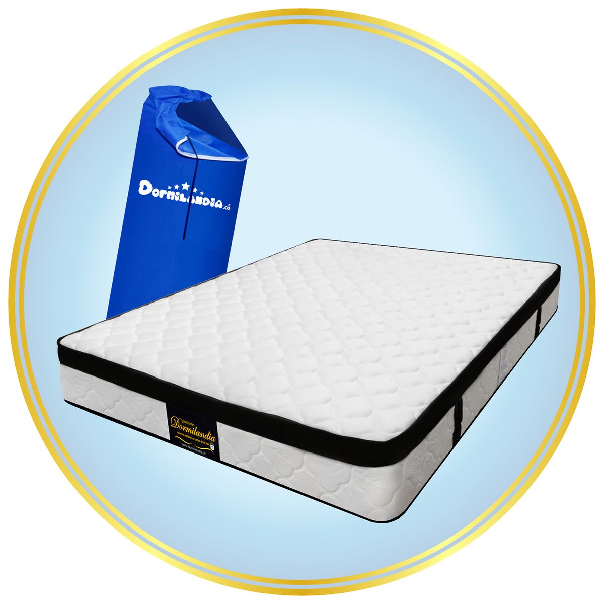 DORMILANDIA - Colchón Queen Firmeza Media Ortopédico Resortado con Pillow Versalles 160 x 190 cm Dormilandia