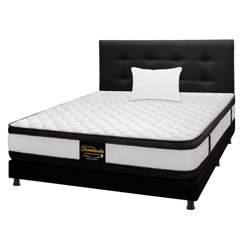 DORMILANDIA - Colchón con Base Cama cama Sencillo Firmeza Media Ortopédico Resortado con Doble Pillow Atenas 100 x 190 cm + Almohada Dormilandia - 0% Interés a 3 Cuotas Pagando con tu CMR Banco Falabella