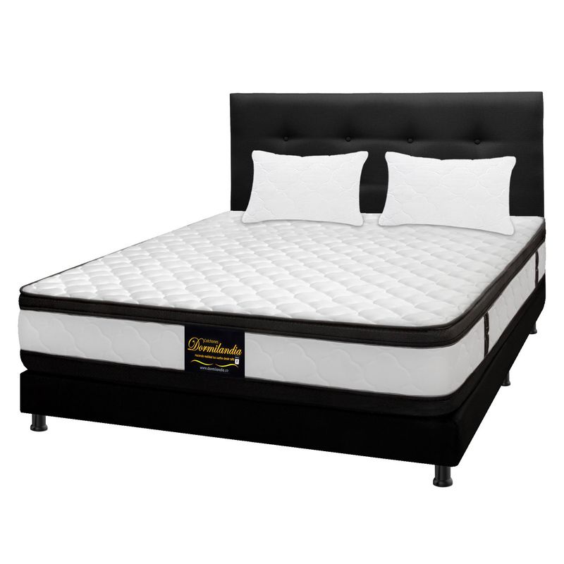 DORMILANDIA - Colchón con Base Cama cama Doble Firmeza Media Ortopédico Resortado con Doble Pillow Atenas 140 x 190 cm + 2 Almohadas Dormilandia - 0% Interés a 3 Cuotas Pagando con tu CMR Banco Falabella