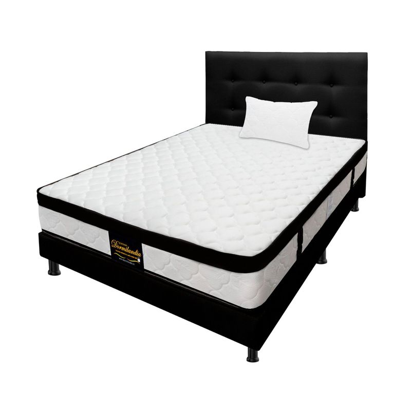 DORMILANDIA - Colchón con Base Cama cama Sencillo Firmeza Media Ortopédico Resortado con Pillow Versalles 100 x 190 cm + Almohada Dormilandia - 0% Interés a 3, 6 o 12 Cuotas Pagando con tu CMR Banco Falabella