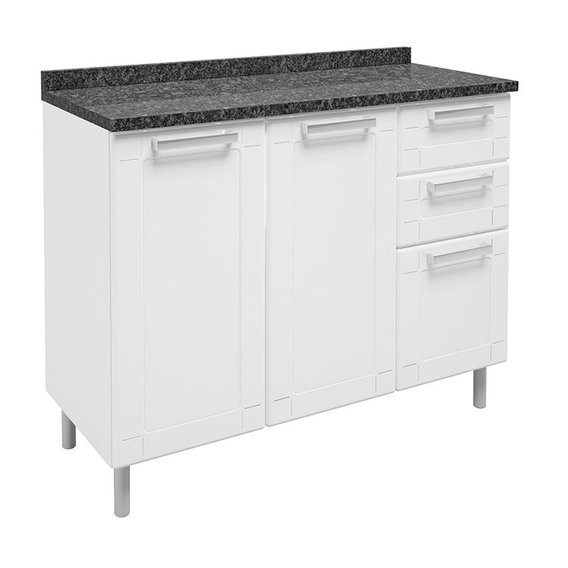 BERTOLINI - Mueble Inferior En Acero Al Carbon  1,05m Bertolini  con Mesón En Mdp