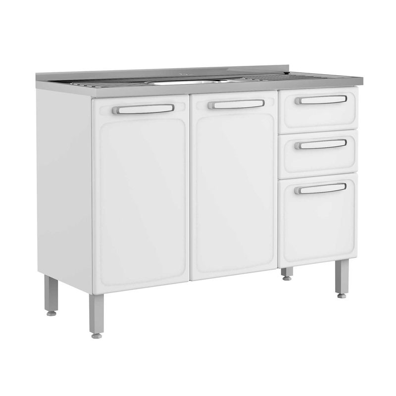 BERTOLINI - Mueble Inferior de Cocina Moderno Evidence en Acero (Incluye Mesón) 120 x 89 x 48 cm Bertolini 