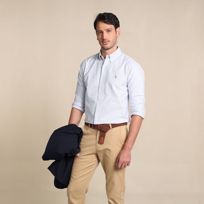 POLO RALPH LAUREN - Camisa Hombre de Rayas Manga larga de Algodón Custom Fit Polo Ralph Lauren