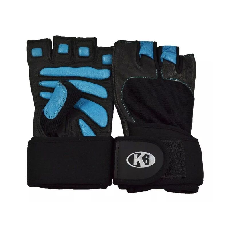 K6 - Guantes gimnasio de cuero muñequera pesas crossfit