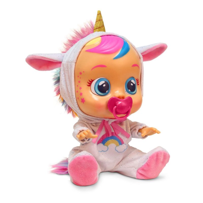 CRY BABIES - Muñeca de Bebés Llorones Unicornio incluye chupo, Necesita Pilas (A partir de los 2 años)