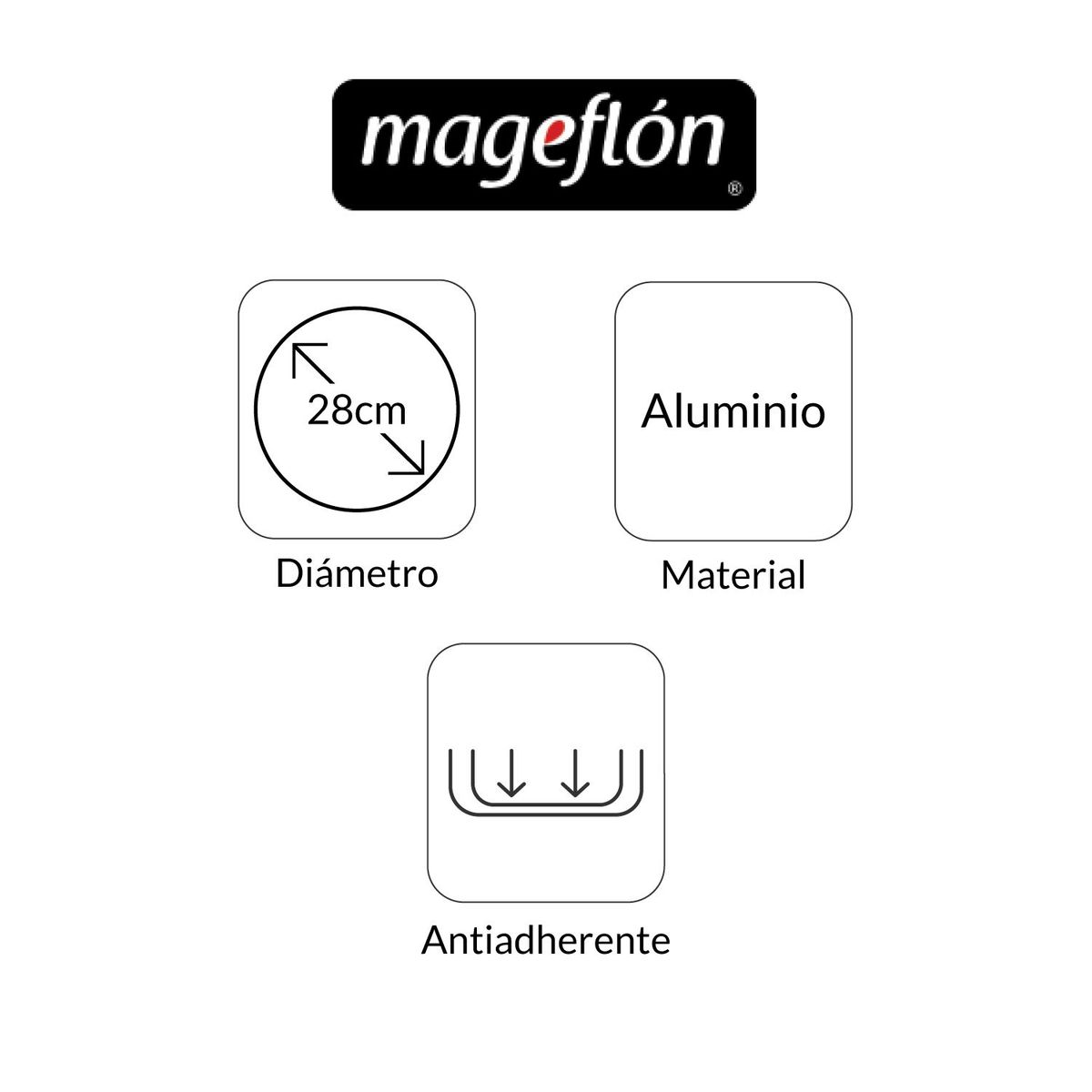 MAGEFLON - Wok Mageflón Antiadherente Aluminio 28 cm