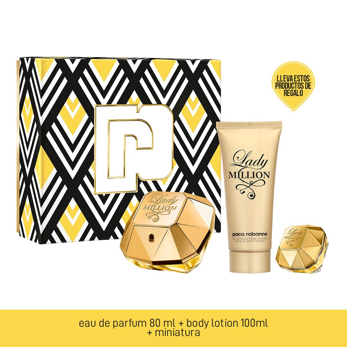 RABANNE - Set de Perfume Mujer Rabanne : Fragancia 80ml + Body Lotion 100ml + Mega Spritzer