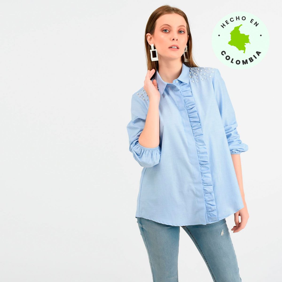 BASEMENT - Camisa Mujer Manga Larga Basement