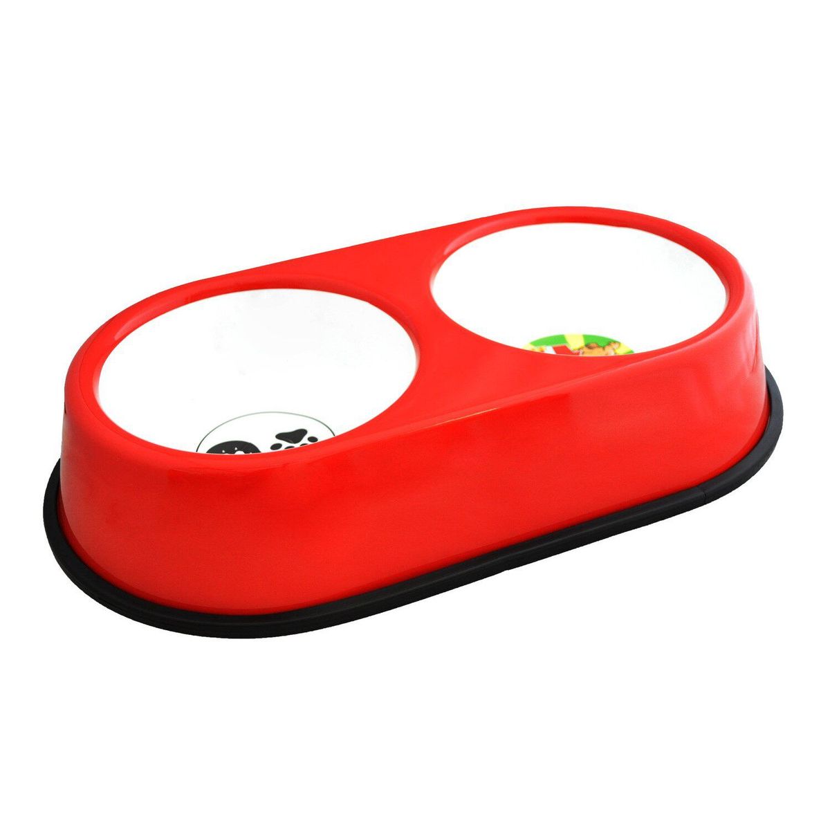 AM MASCOTAS - Comedero doble bi-color antideslizante grande