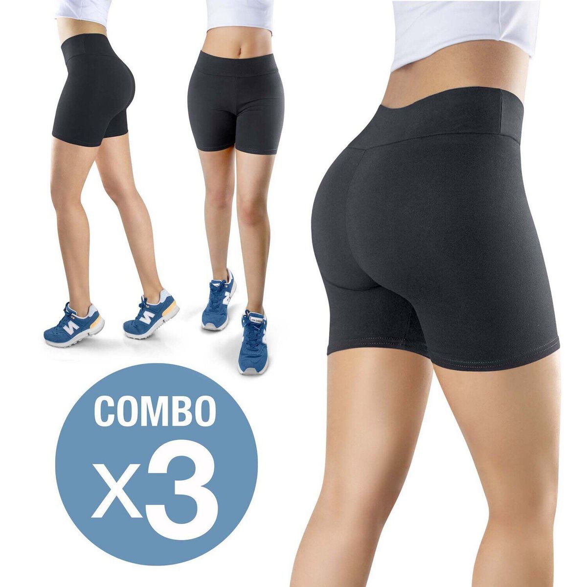  - Combo tres licras cortas mujer