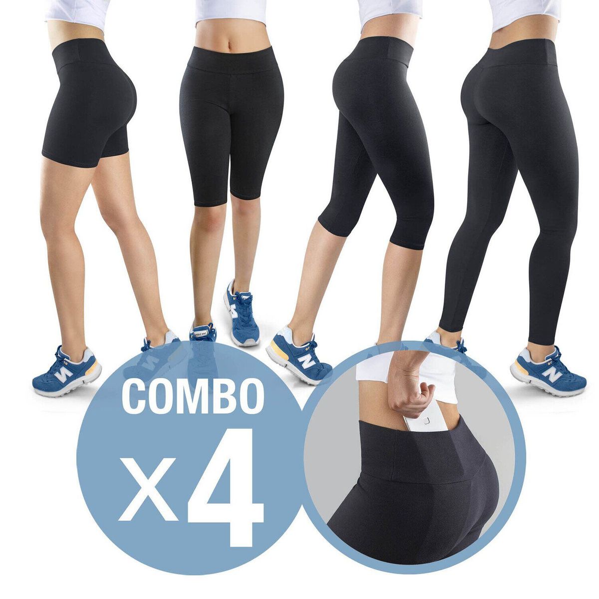  - Combo cuatro licras leggins capri torero licra.