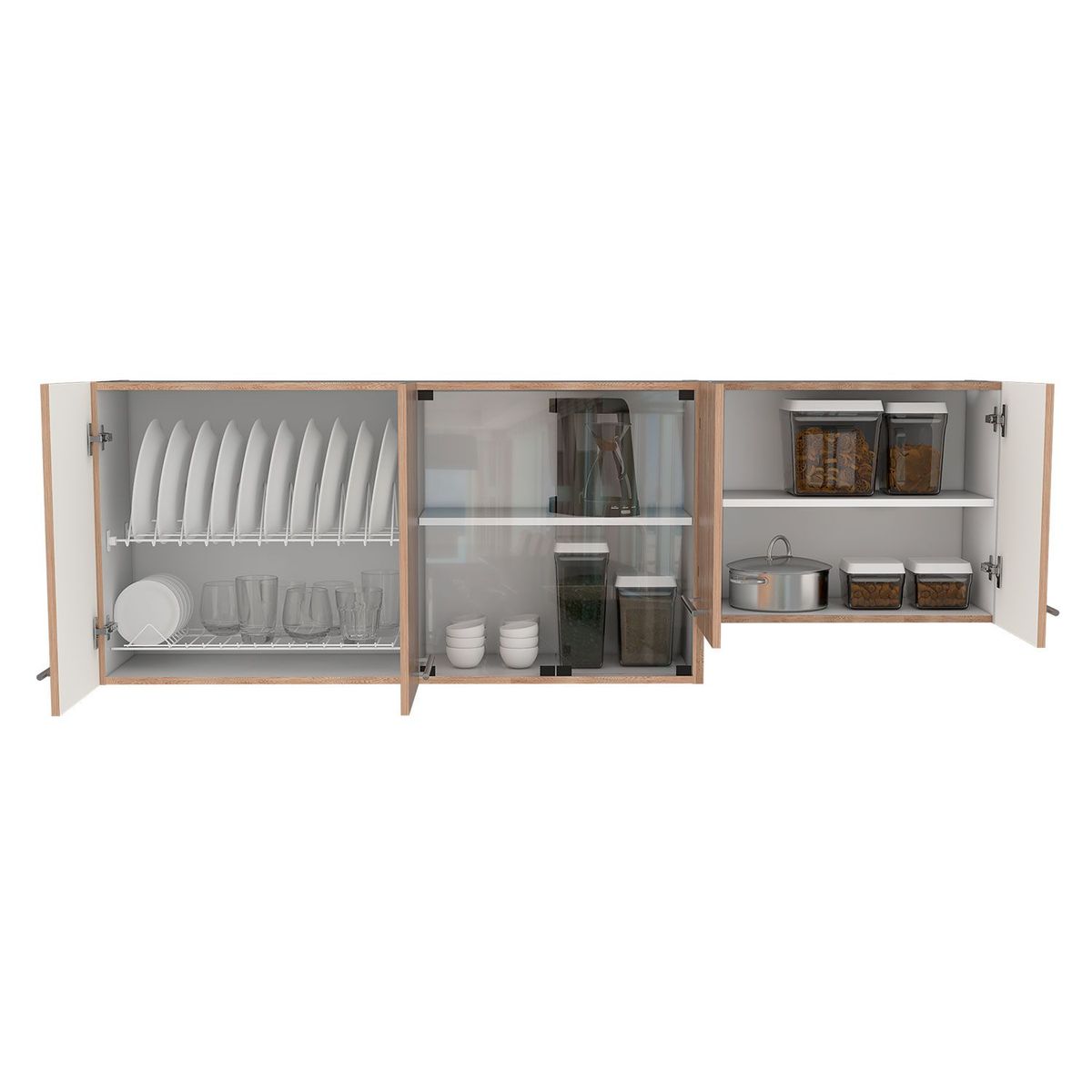 RTA MUEBLES - Mueble Superior Cocina 180 Cm Bari 1 Cajón Blanco/Miel