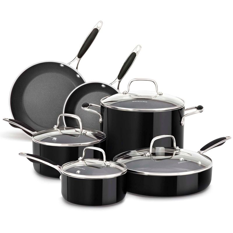KITCHENAID - Juego de Ollas KitchenAid KC2AS10OB Anodizado duro 10 Piezas