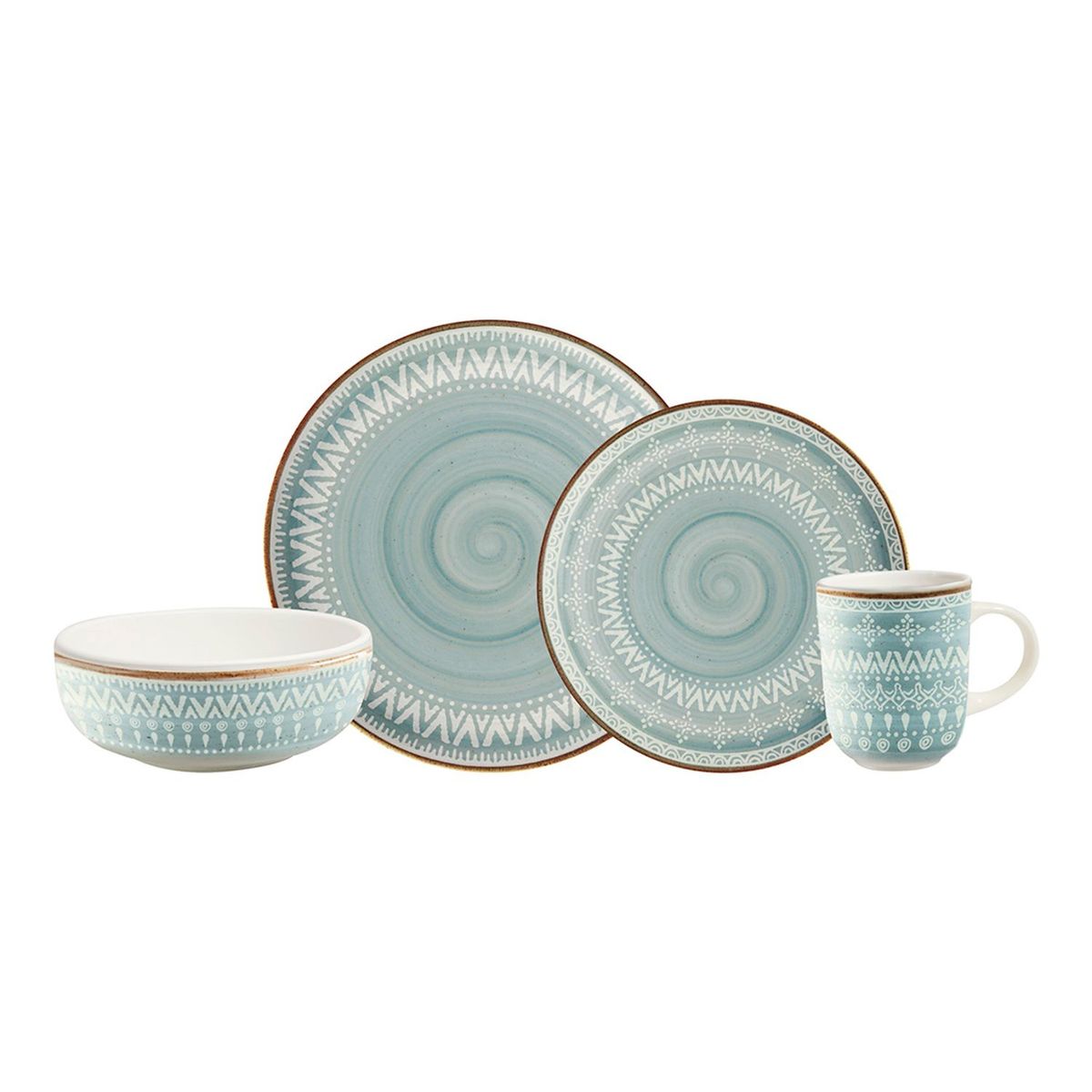 CORONA - Vajilla Corona: Porcelana Congo Azul 4 puestos 16 piezas