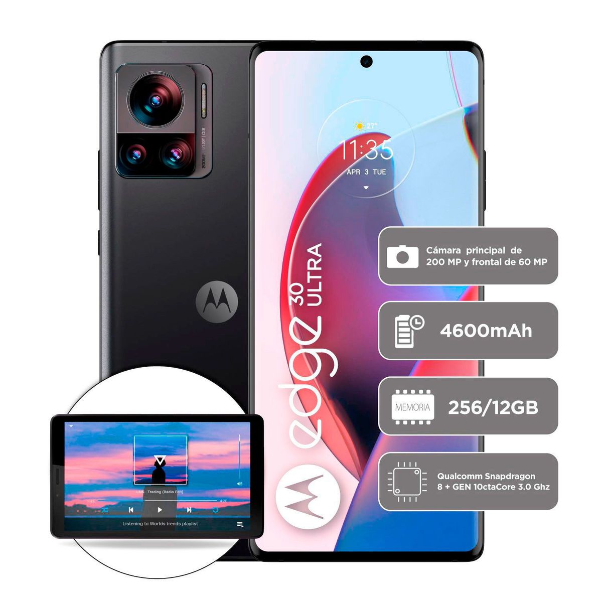 MOTOROLA - Celular Motorola Edge 30 Ultra 256GB Negro + Tablet Lenovo M7