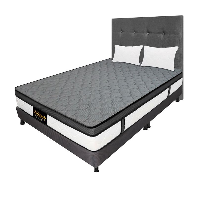 DORMILANDIA - Colchón con Base Cama cama King Firmeza Media Ortopédico Resortado con Pillow Dublín 200 x 200 cm + 2 Almohadas Dormilandia - 0% Interés a 3, 6 o 12 Cuotas Pagando con tu CMR Banco Falabella