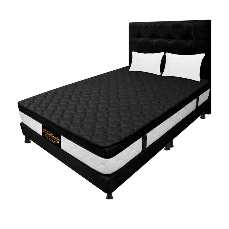 DORMILANDIA - Colchón con Base Cama cama King Firmeza Media Ortopédico Resortado con Pillow Dublín 200 x 200 cm + 2 Almohadas Dormilandia - 0% Interés a 3, 6 o 12 Cuotas Pagando con tu CMR Banco Falabella